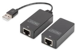 Подовжувач DIGITUS USB, USB1.1, для використання з кабелем Cat5/5e/6 UTP, STP або SFT, до 45 м, чорний