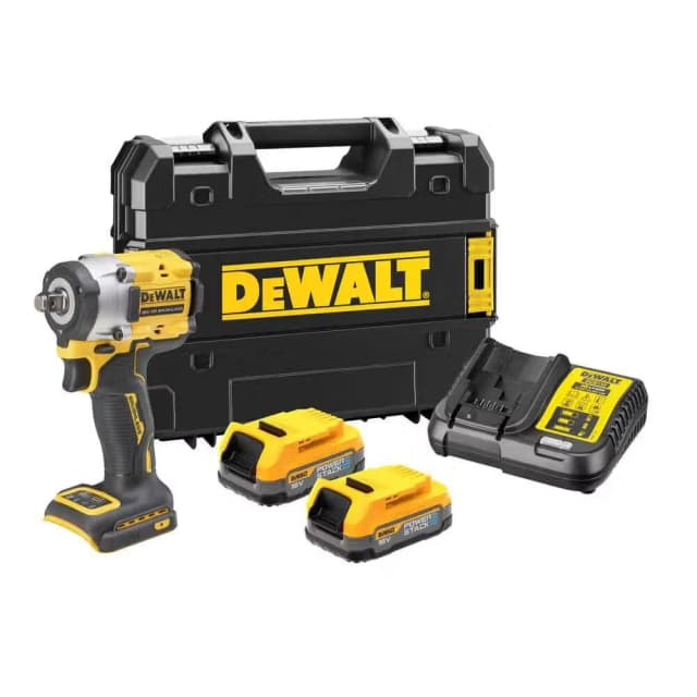 Гайковерт ударний акумуляторний DeWALT XR Li-Ion PowerStack 18В акб 2х1.7А·год 610Нм 2500об/хв 3550уд/хв 1/2" кейс TSTAK, ЗП 1.1кг