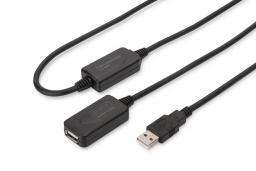 Подовжувач DIGITUS USB 2.0 Active Cable, A/M-A/F, 20м, чорний
