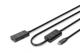 Подовжувач DIGITUS USB 3.2 Gen1 Active Cable 5G, C/M-C/F, 10м, чорний
