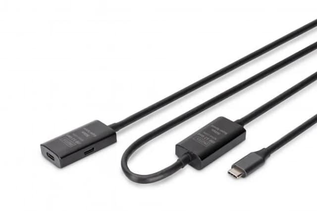 Подовжувач DIGITUS USB 3.2 Gen1 Active Cable 5G, C/M-C/F, 10м, чорний