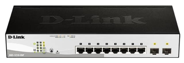 Комутатор D-Link DGS-1210-08P/E 8x1GE PoE, 2xSFP