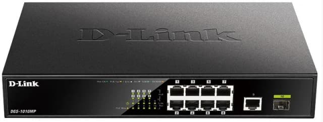 Комутатор D-Link DGS-1010MP 9xGE PoE, 1xSFP, 125W