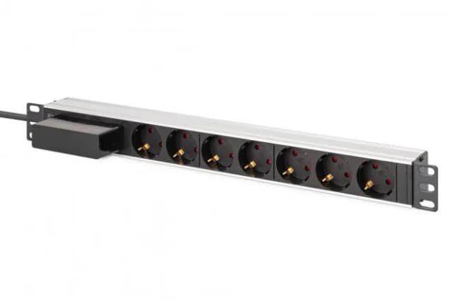 Пристрій розподілу електроживлення DIGITUS 1U, 7xSchuko, 16A, 250V, автомат, вилка Schuko