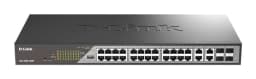 Комутатор D-Link DSS-200G-28MP 24xGE PoE, 4xSFP/GE, 370W, Некерований