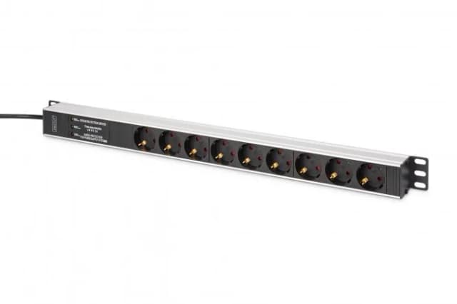 Пристрій розподілу електроживлення DIGITUS 0U, 9xSchuko, 16A, 250V, фільтр, захист, вилка Schuko