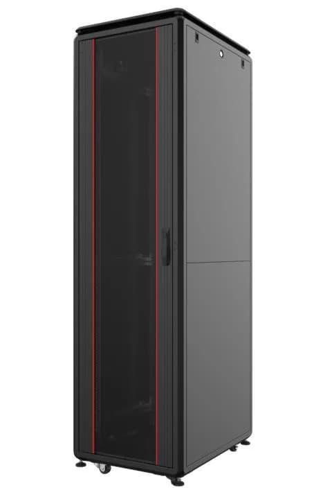 Шафа MIRSAN 19", 32U, GTV, скляні двері, 600x800 мм, максимально 2000 кг, чорна