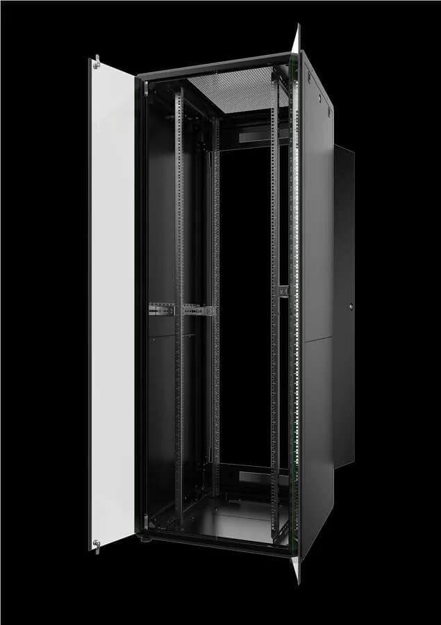 Серверна шафа MIRSAN 19", 46U, DCN ЦОД, зібрана, 80% склянні двері, + 4 модулів з АТ, 800х600 мм, максимально 3000 кг, чорна
