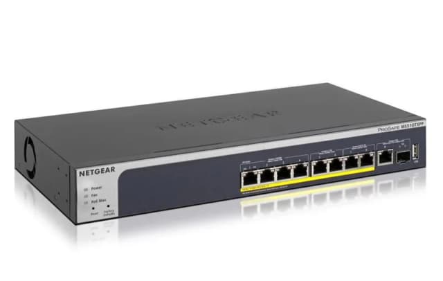 Комутатор NETGEAR MS510TXPP, 8-Port PoE+(180Вт): 4x1GE, 2x2,5GE, 2x5GE. 1x10GE, 1xSFP+, керований L2
