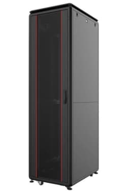 Шафа MIRSAN 19", 36U, GTV, скляні двері, 600x800 мм, максимально 2000 кг, чорна
