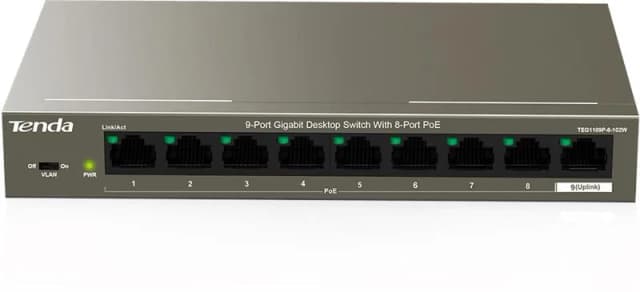Комутатор TENDA TEG1109P-8-102W 8xGE PoE, 1xGE Uplink