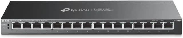 Комутатор TP-LINK TL-SG116P 16xGE (16xPoE), 120Вт, Некерований