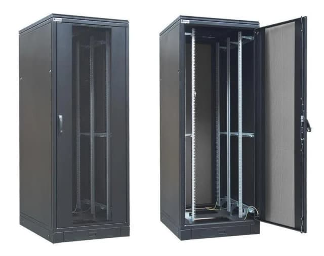 Шафа ZPAS 19", 42U, SZB IT, передні одностулкові перфоровані двері і задні розпашні, 600x1200 мм, максимально 1500кг, чорна