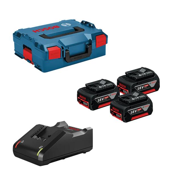Набір акумулятора та зарядного пристрою Bosch Professional GBA 3х18В 5А·год ЗП GAL 18V-40 + L-Boxx 136