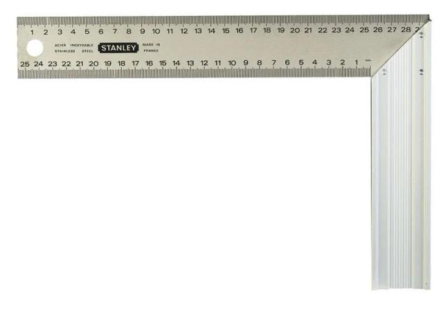 Кутник будівельний Stanley, 20х30см, 90 і 45°, дві шкали