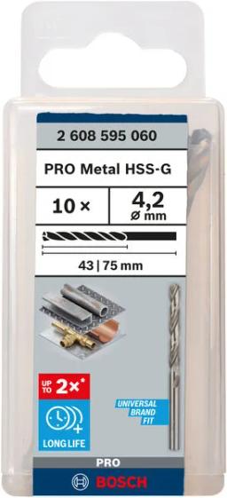 Свердло Bosch Professional HSS-G по металу, 4.2мм, 10шт