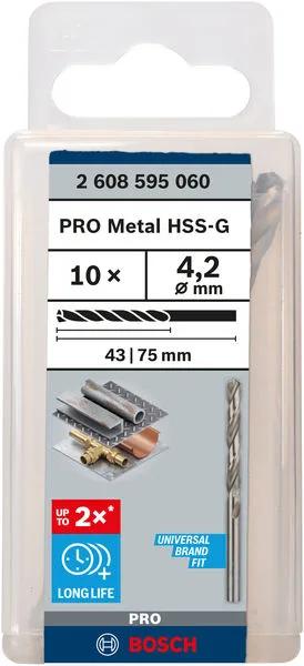 Свердло Bosch Professional HSS-G по металу, 4.2мм, 10шт