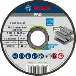 Диск відрізний Bosch Professional для нержавіючої сталі та металу 115x1x22.23мм