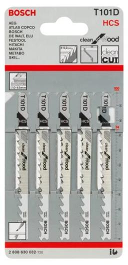Полотно пиляльне для електролобзика Bosch Professional по дереву T101D, 5шт