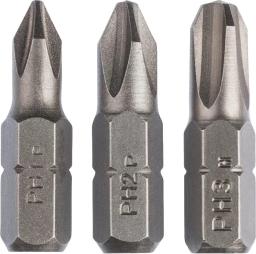 Біти Bosch PH1, PH2, PH3, 25мм набір 3шт