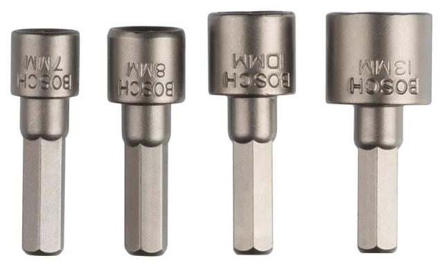 Головки торцеві Bosch 1/4", 7,8,10,13мм, набір 4шт