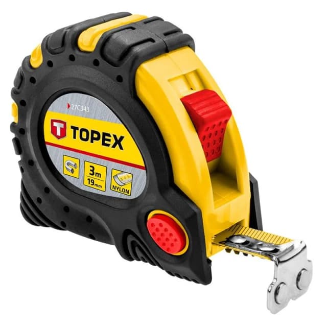 Рулетка TOPEX, 3мx19мм, з фіксатором змотування, магніт