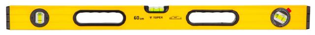 Рівень TOPEX тип 600, 60см, 3 капсули, алюмінієвий, отвори для руки
