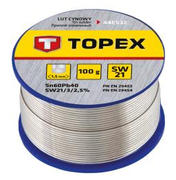Припій олов'яний TOPEX Sn60Pb40 флюс SW21 дріт 1.5мм 100гр