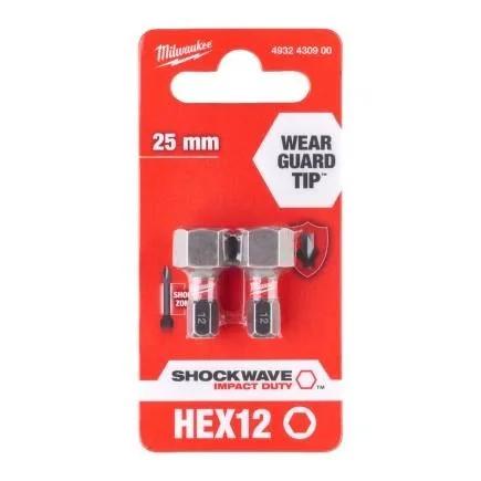 Біти Milwaukee Shockwave, Hex12х25мм, набір 2шт
