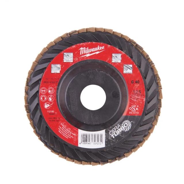 Диск пелюстковий шліфувальний Milwaukee CERA TURBO, 125x22.2мм, K40