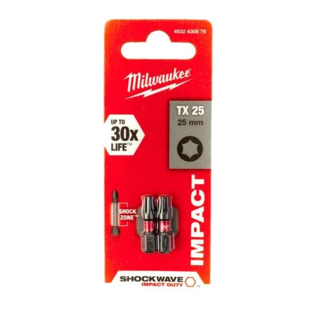 Біти Milwaukee Shockwave, TX25х25мм, набір 2шт