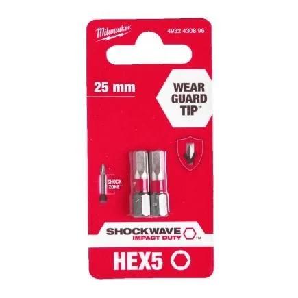 Біти Milwaukee Shockwave, Hex5х25мм, набір 2шт