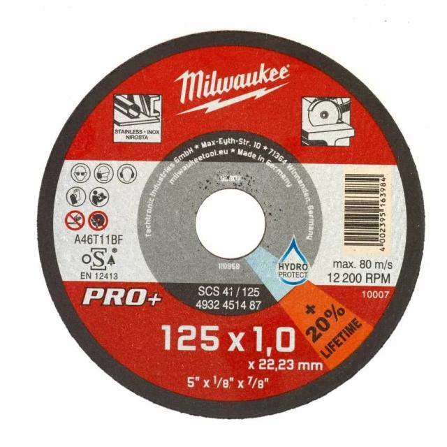 Диск відрізний Milwaukee по металу PRO+, 125х1х22.2мм