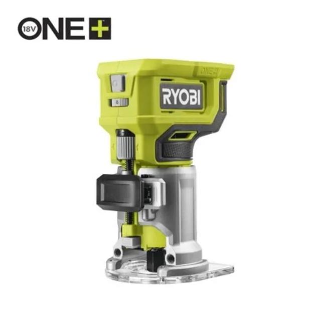 Фрезер кромковий акумуляторний Ryobi ONE+ RTR18-0 18В цанга 6 та 6.35мм 20000-30000об/хв мікрорегулювання LED підсвічування 1.2кг без АКБ та ЗП