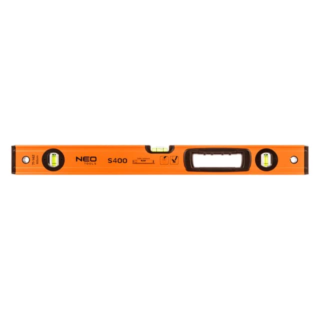 Рівень Neo Tools S 400 алюмінієвий, 60см, 3 капсули, 1 отвір для рук