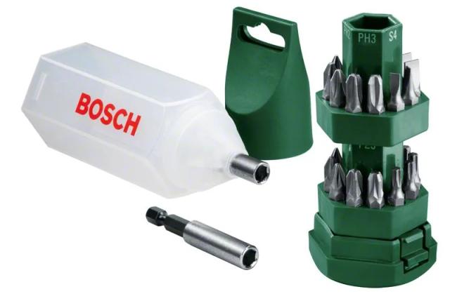 Біти Bosch Professional магнітний бітотримач, SL,PH,PZ,H,T, 25мм, набір 24шт