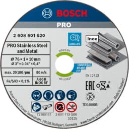 Диск відрізний Bosch Professional Expert для нержавіючої сталі, 76х10х1мм, 5шт