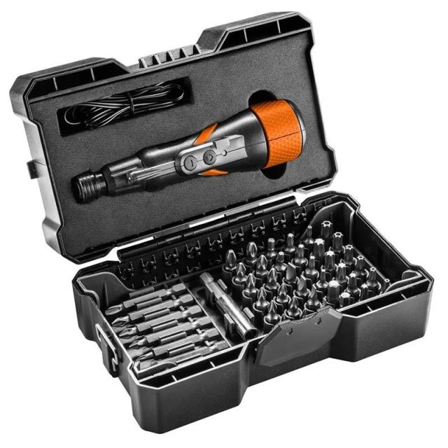 Викрутка Neo Tools акумуляторна, micro-USB, 3.6В Li-Ion, 800мА·год, 280об·хв, 42 біт, SL,PH,PZ,Torx, кейс