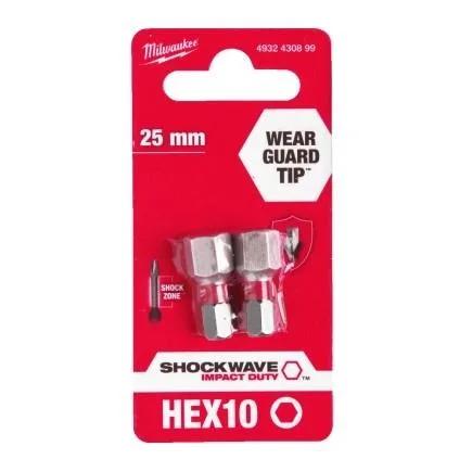 Біти Milwaukee Shockwave, Hex10х25мм, набір 2шт
