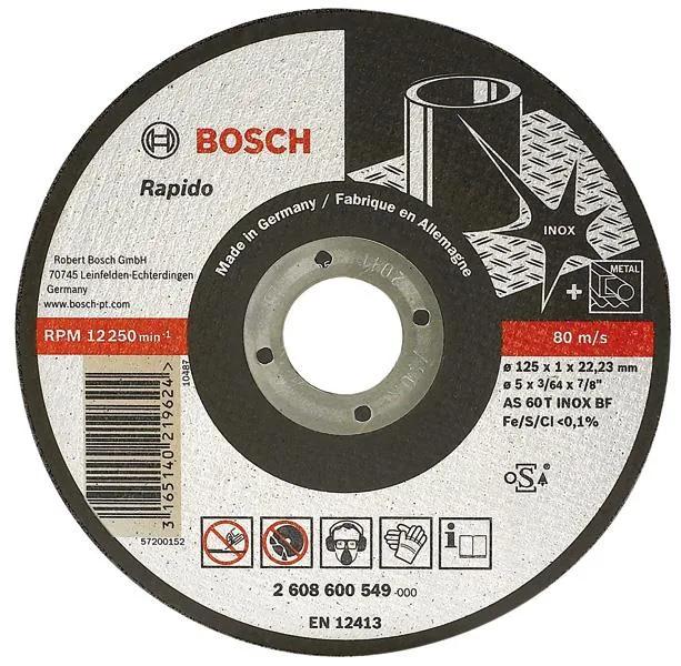Круг Bosch Inox-Rapido, вiдрiзний, прямий, 125Х1 мм.