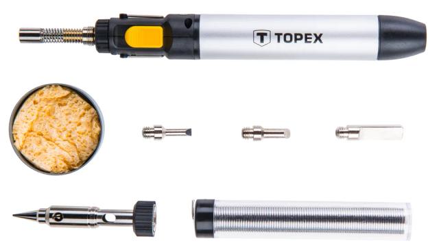 Паяльник газовий TOPEX 400°C паливо 12мл 4 насадки
