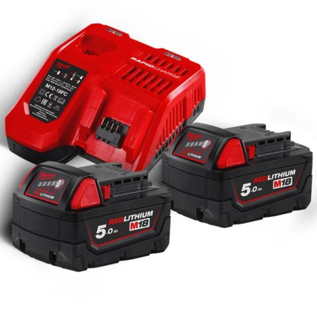 Набір акумулятора та зарядного пристрою Milwaukee M18 NRG-502С 2х5А·год Redlithium M18 ЗП M12-18FC