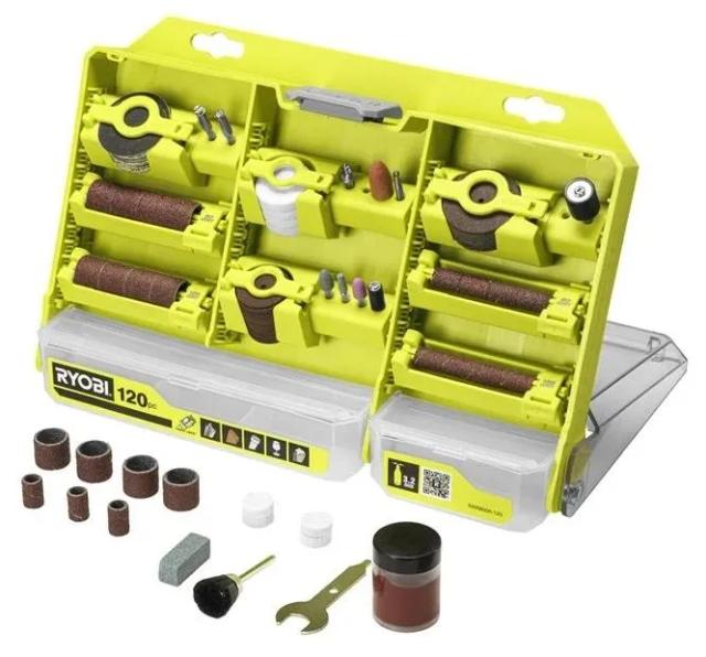 Комплект приладдя Ryobi RAR800K-120 1/8" для міні дриля гравера реноватора кейс 120шт