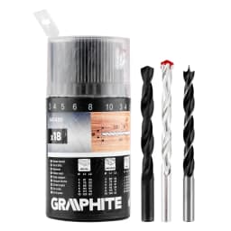 Набір свердл GRAPHITE по металу, дереву, цеглі: 3-6, 8, 10 мм, 18шт
