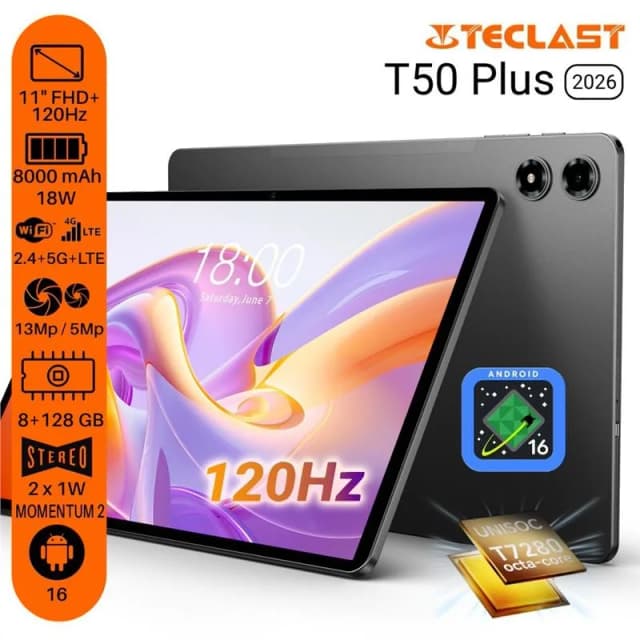 Планшет Teclast T50 Plus 11" 8ГБ, 128ГБ, LTE, 8000мА•год, Android, сірий