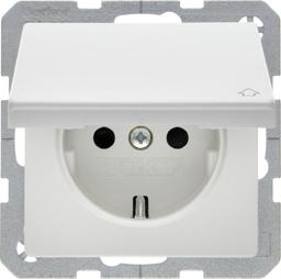 Розетка з з/к, кришка, зах.контактів, 16А/250В, пол.білизна, Q.х