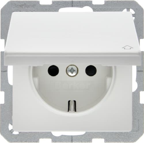 Розетка з з/к, кришка, зах.контактів, 16А/250В, пол.білизна, Q.х