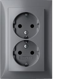 Розетка з з/к 2X, зах.контактів, цільна, алюміній 16А/250В S.1 Berker 47591404