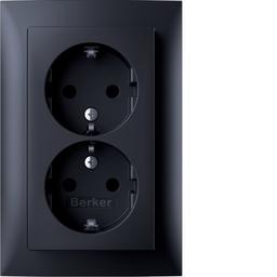 Розетка з з/к 2X, зах.контактів, цільна, антрацит 16А/250В S.1 Berker 47591606