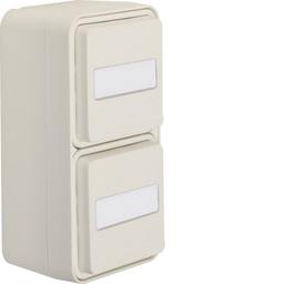 Розетка з з/к подвійна вертикальна, поле д/надпису, IP55, пол.біла, 16А/250В W.1 Berker 47703532